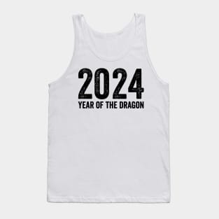 Chinese Lunar Year Of The Dragon 2024 - Text Style Black Font Tank Top